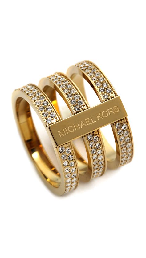 michael kors gold tone triple stack open bar ring|Michael Kors Women's Tri Stack Open Pave Bar Gold Ring 7.